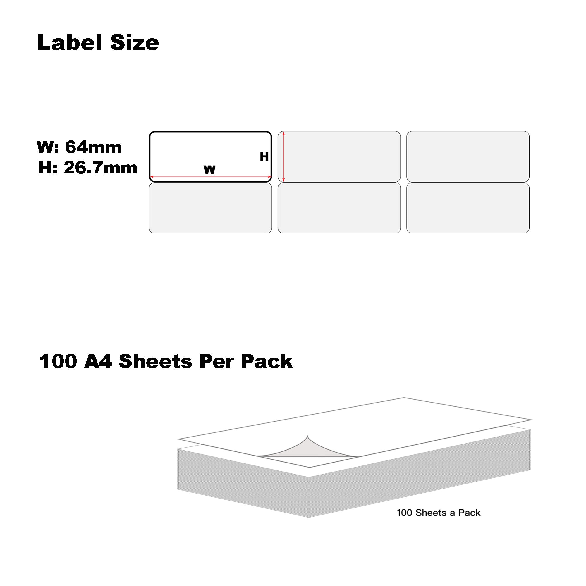 A4 Format Rectangle Labels 64 x 26.7mm 30 Labels Per Sheet/ 1000 Sheets