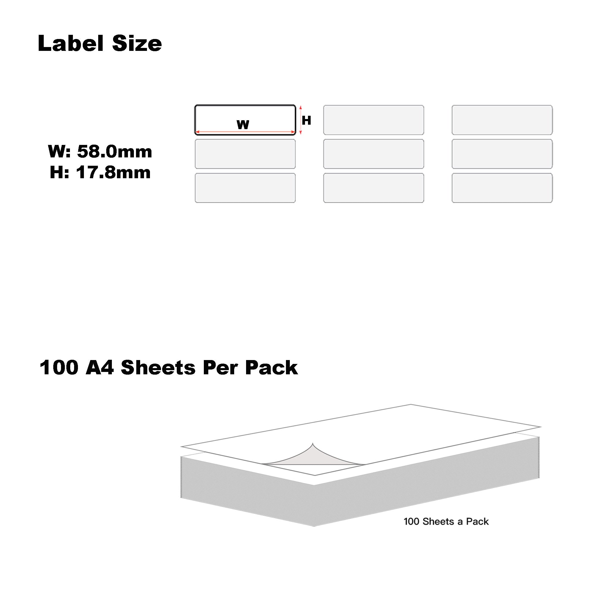 A4 Format Rectangle Labels 51 x 15mm 45 Labels Per Sheet/ 1000 Sheets
