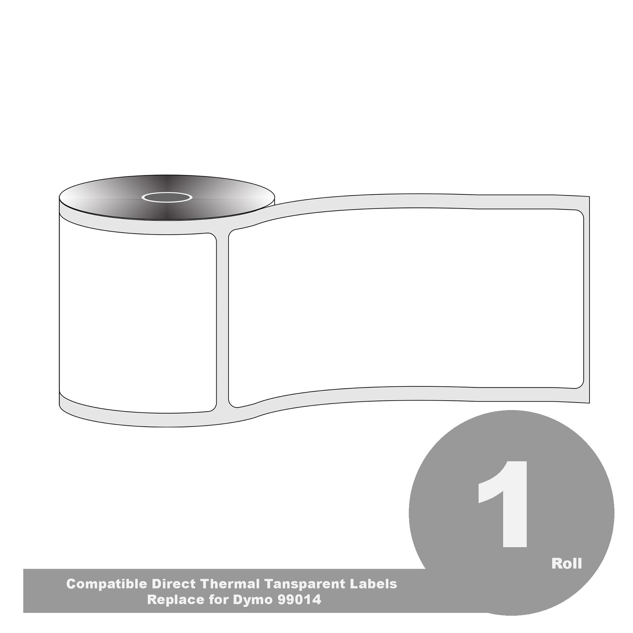 Compatible for Dymo #99014 54mm x 101mm 260L Transparent/Clear  Labels