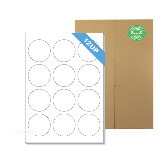 A4 Format Round Labels  Ø 60mm 12 Labels Per Sheet/ 1000 Sheets
