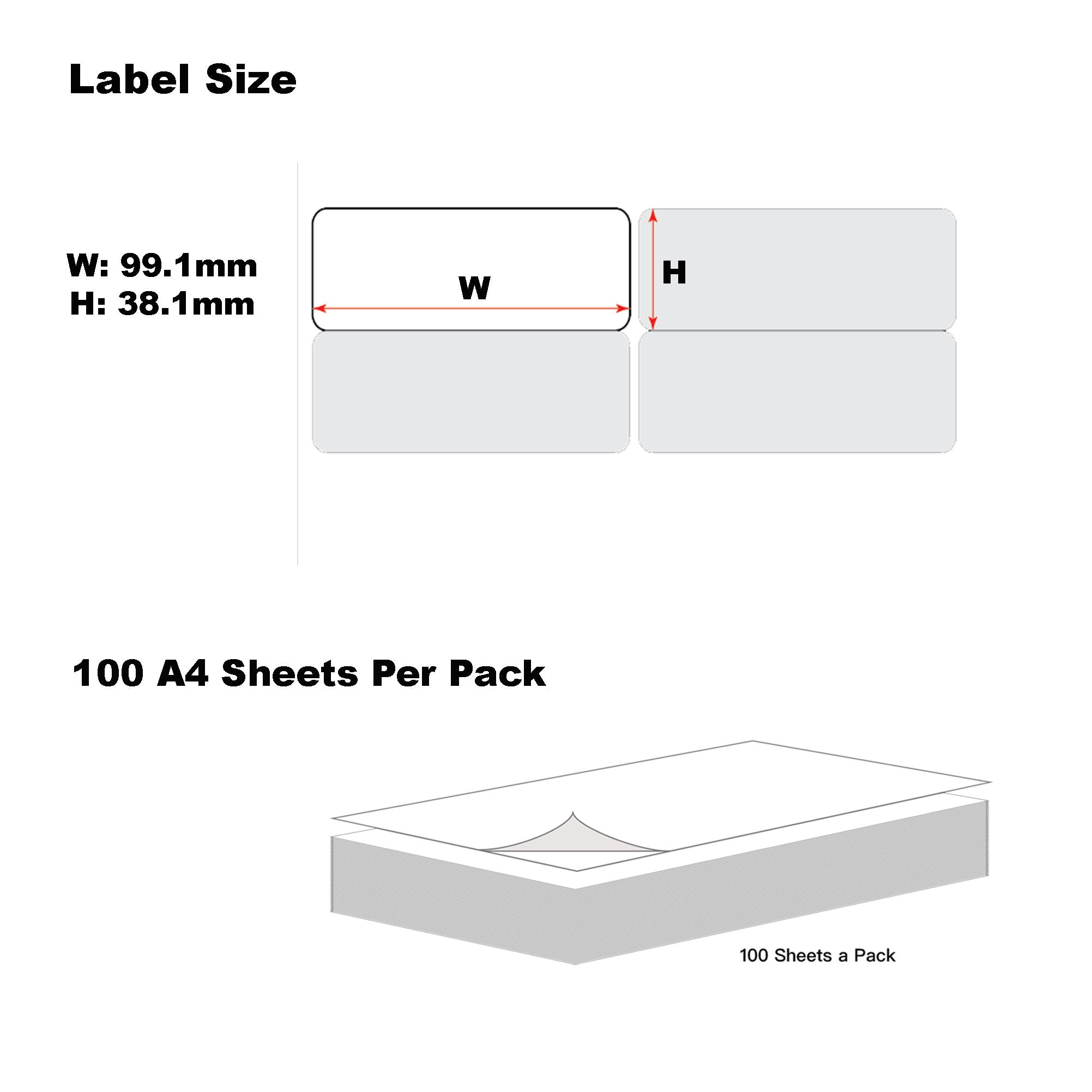 A4 Format Rectangle Labels 99.1 x 38.1mm 14 Labels Per Sheet/ 1000 Sheets