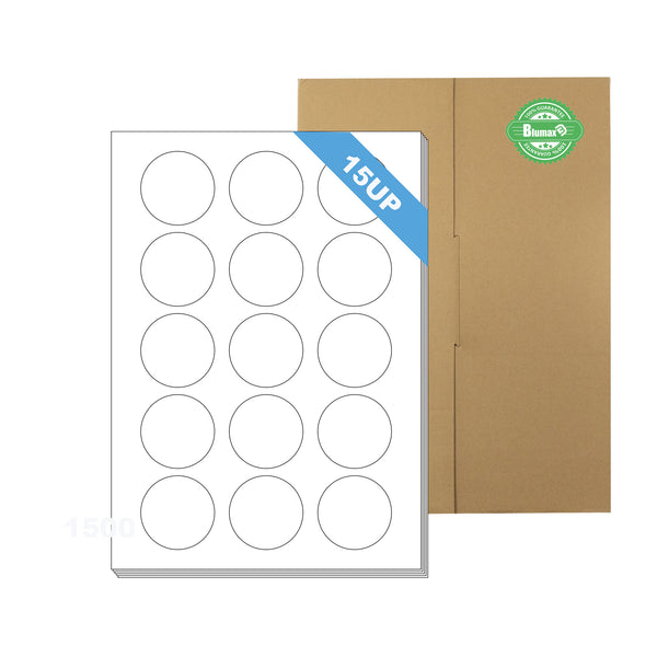 A4 Format Round Labels  Ø 50mm 15 Labels Per Sheet/ 1000 Sheets