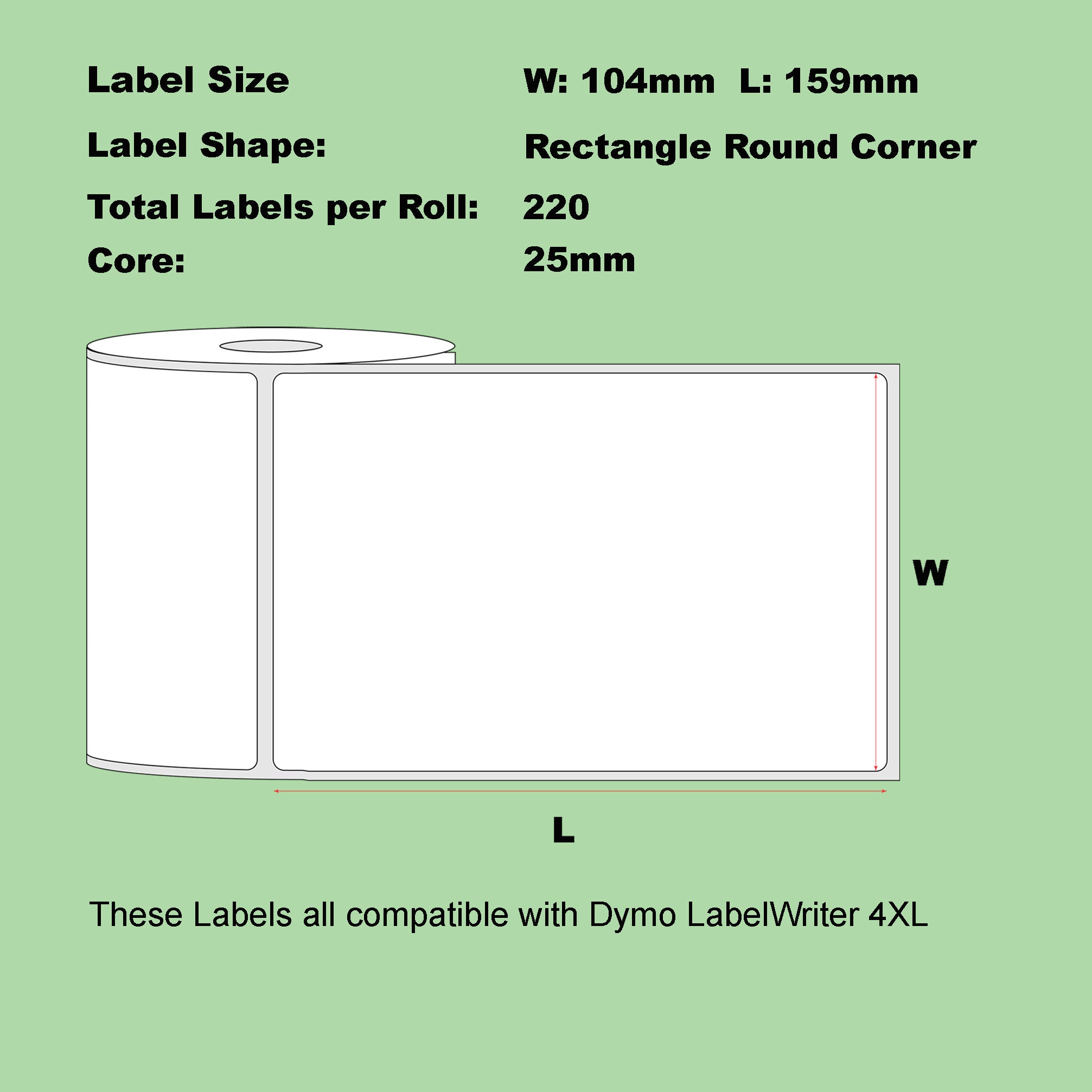 Compatible Dymo 0904980 (4XL) Large Shipping Labels 104 x 159mm/ 50 Rolls