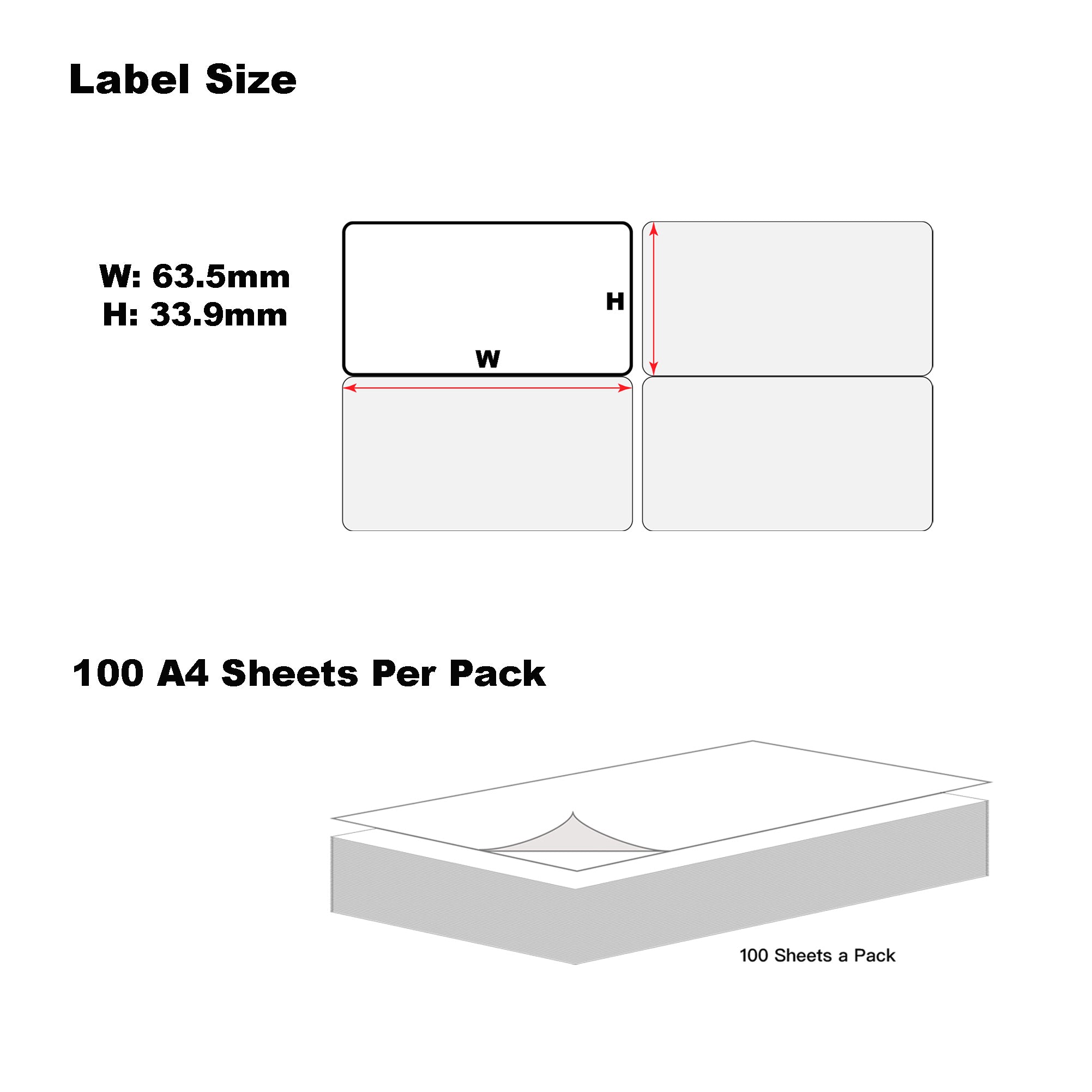 A4 Format Rectangle Labels 653.5 x 33.9mm 24 Labels Per Sheet/ 1000 Sheets