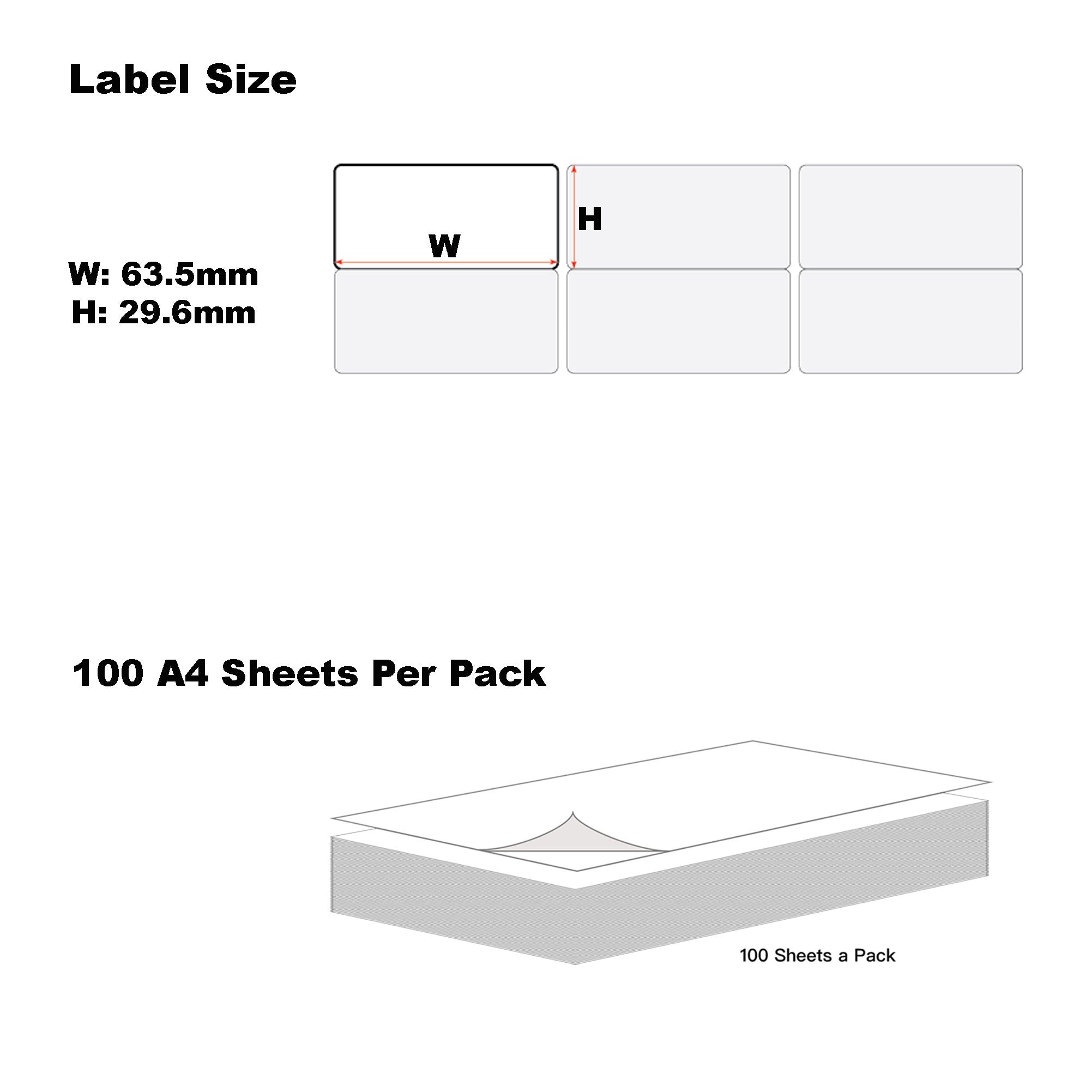 A4 Format Rectangle Labels 63.5 x 29.6mm 27 Labels Per Sheet/ 1000 Sheets