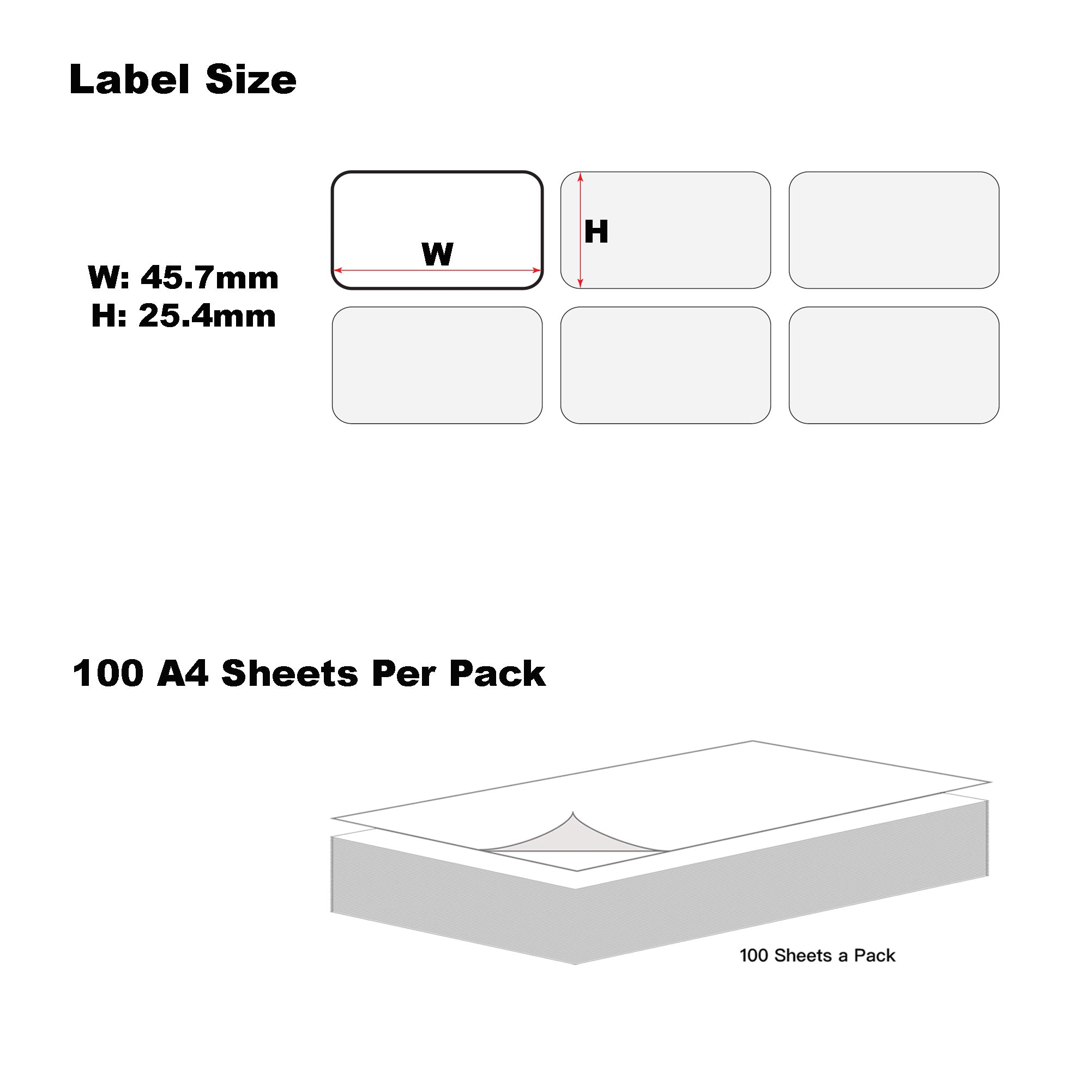 A4 Format Rectangle Labels 45.7 x 25.4mm 36 Labels Per Sheet/ 1000 Sheets