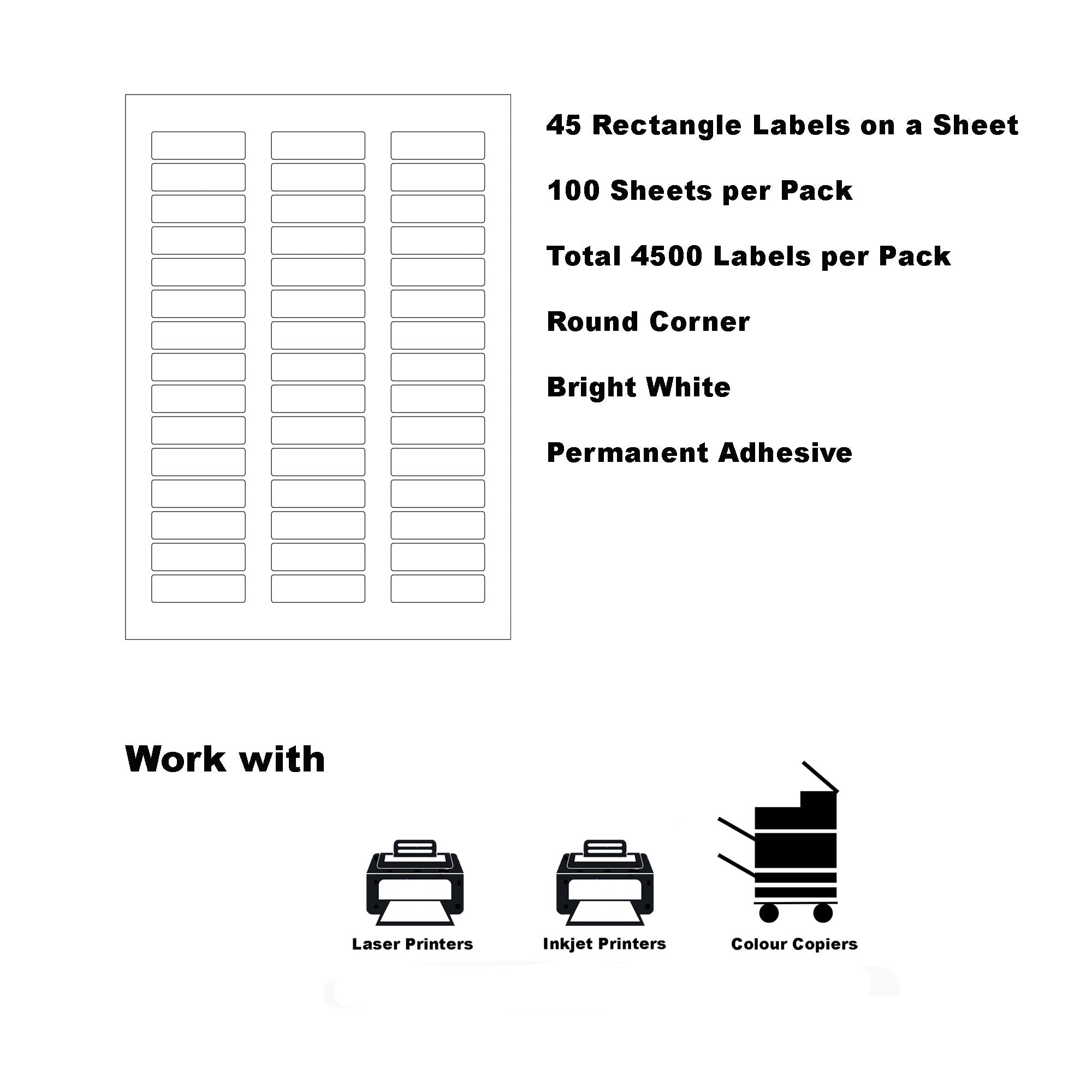 A4 Format Rectangle Labels 51 x 15mm 45 Labels Per Sheet/ 1000 Sheets