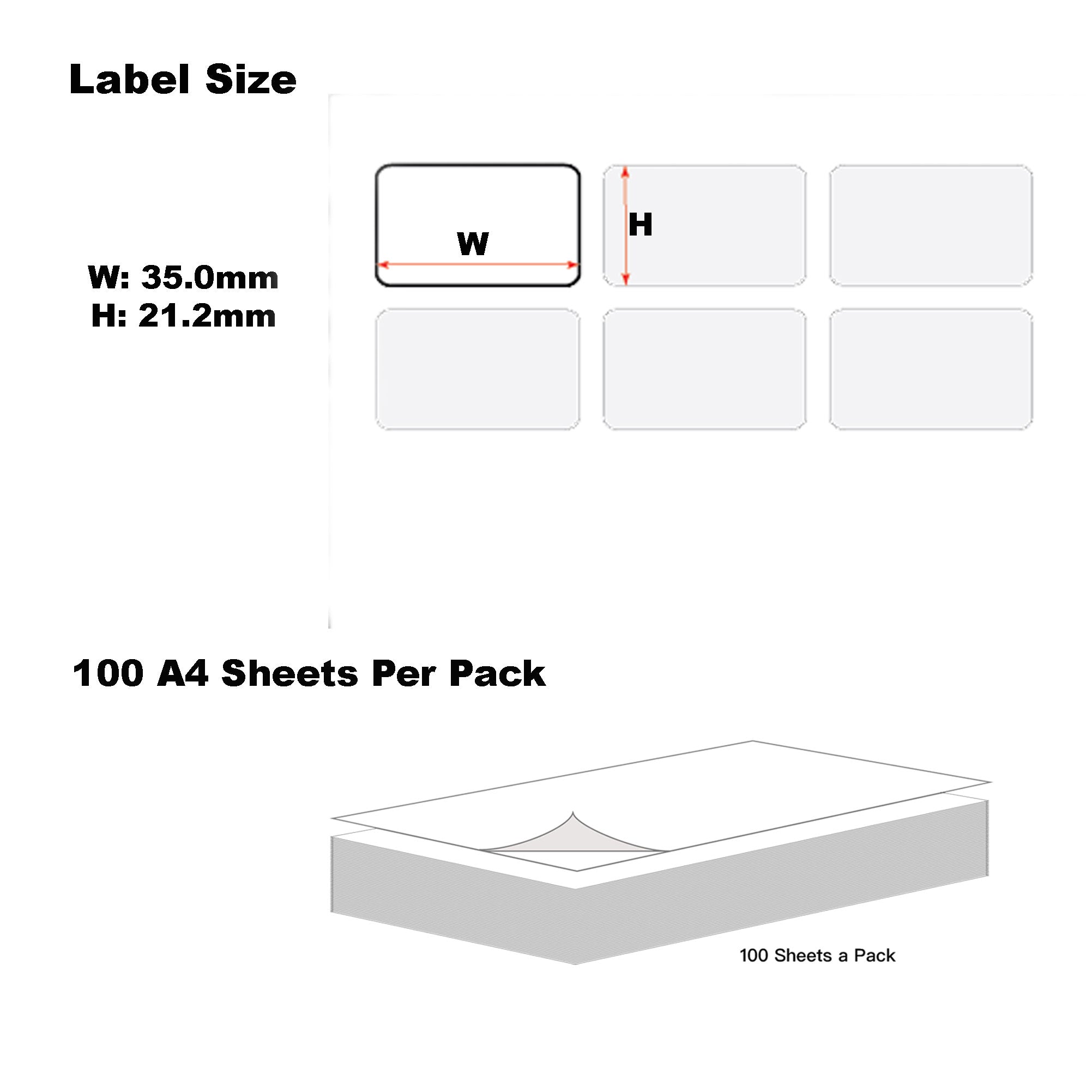 A4 Format Rectangle Labels 35.6 x 21.17mm 55 Labels Per Sheet/ 1000 Sheets
