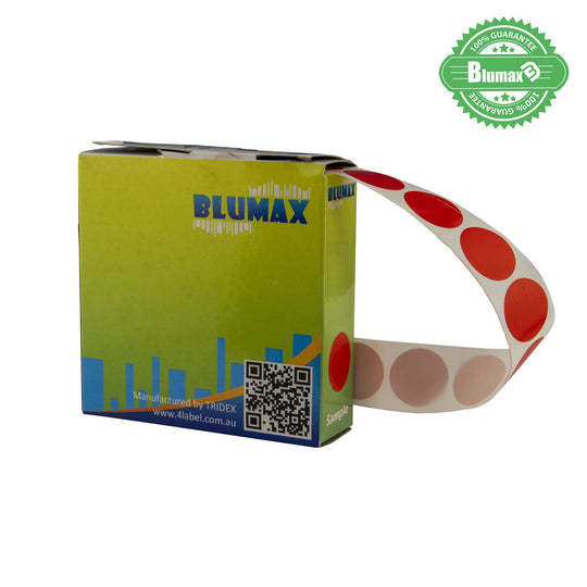 Blumax Self Dispenser Round (19MM) Red Label Dots/ 50 Packs