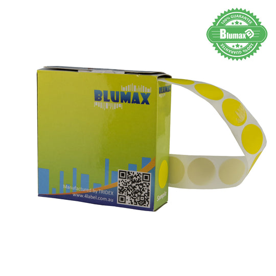 Blumax Self Dispenser Round (19MM) Yellow Label Dots/ 50 Packs