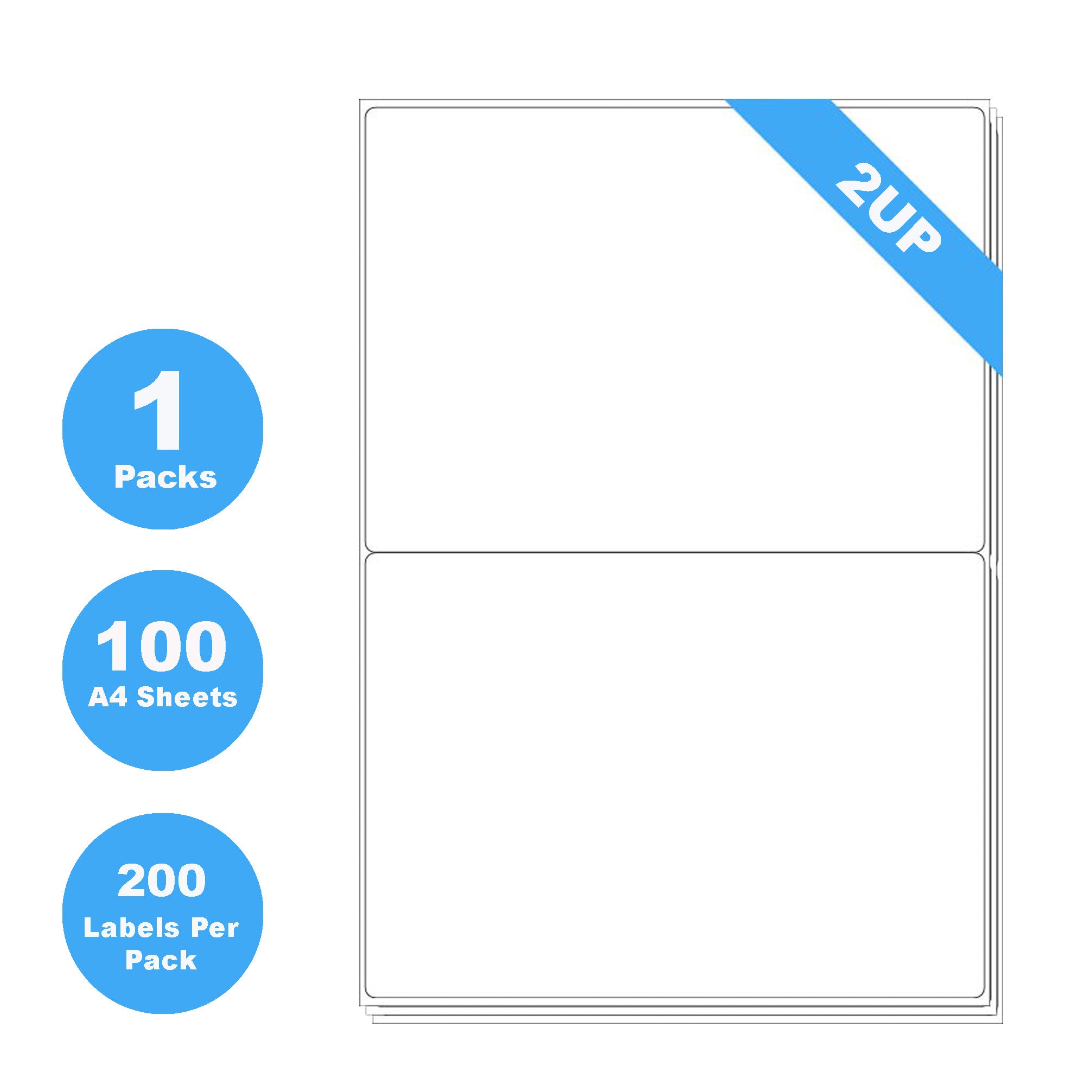 100 Sheets A4 Quick Peel Self Adhesive Address Mailing Laser Inkjet Sticker White Paper Labels 199.6 x 143.5mm - 2 Labels Per Sheet