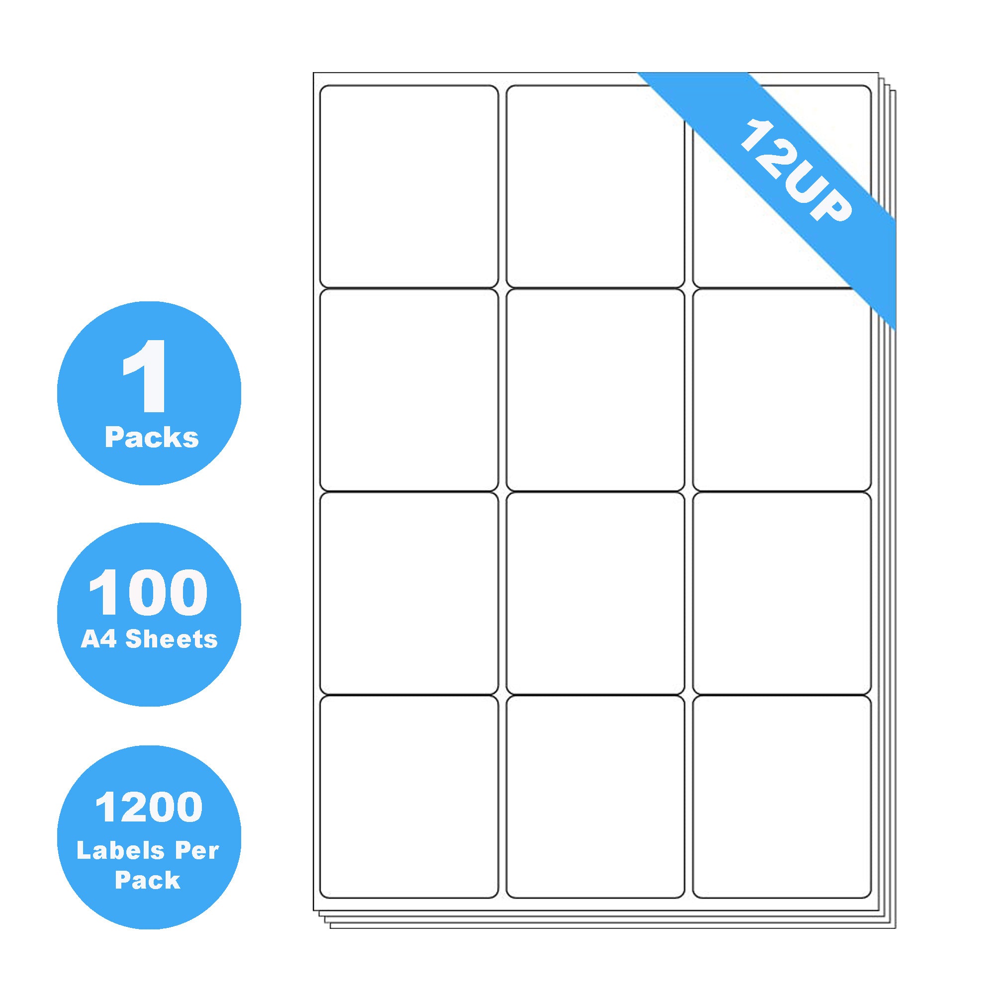 A4 Format 12UP Rectangle Labels self Adhensive Mailing Sticker Laser ...