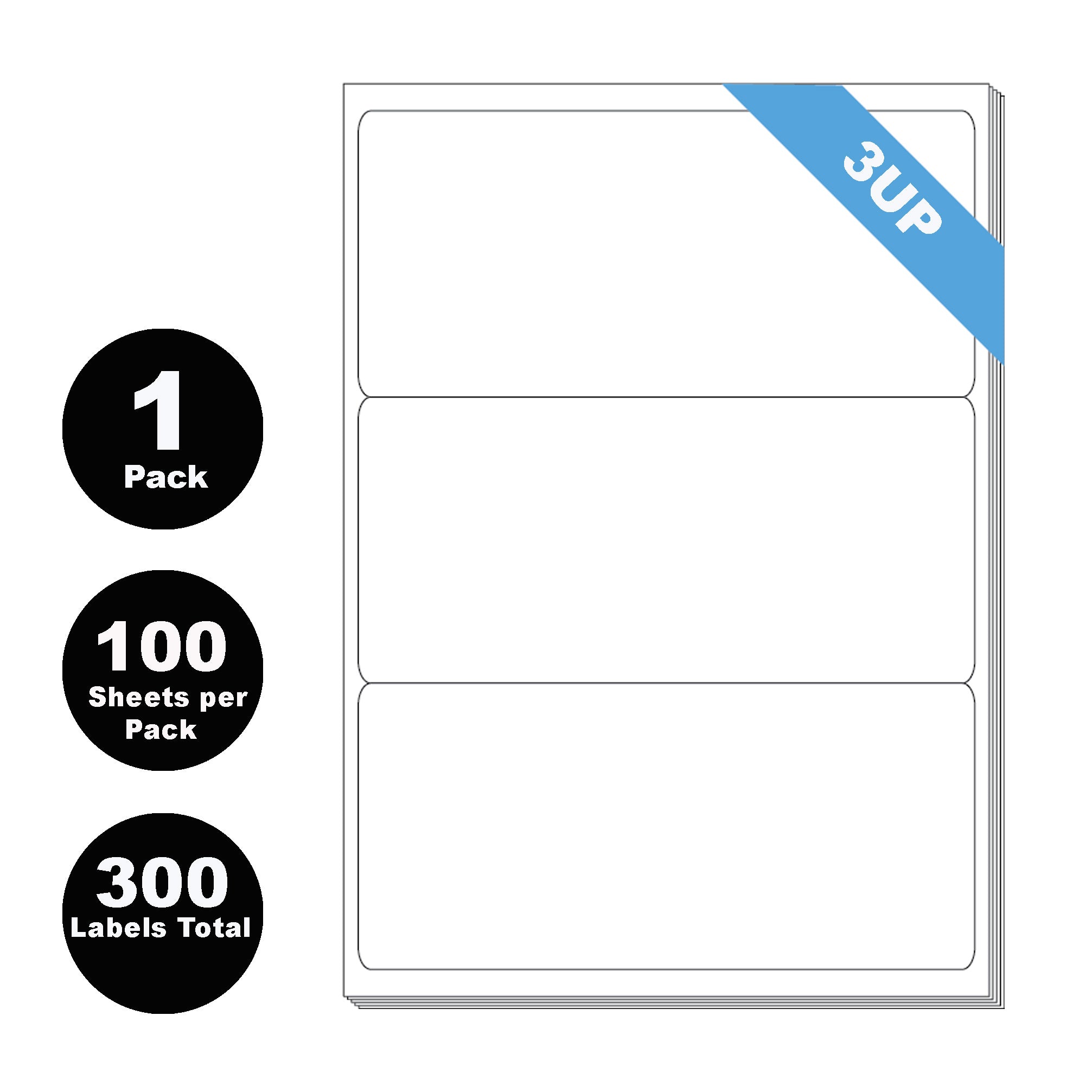 A4 3UP Rectangle White Paper Labels self Adhensive Mailing Sticker Laser Inkjet