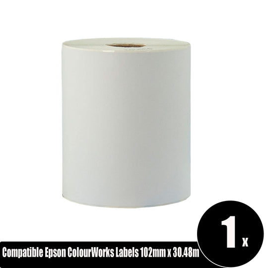 Compatible Epson Colour Works White Labels 102mm x 30.48m/ 50 Rolls