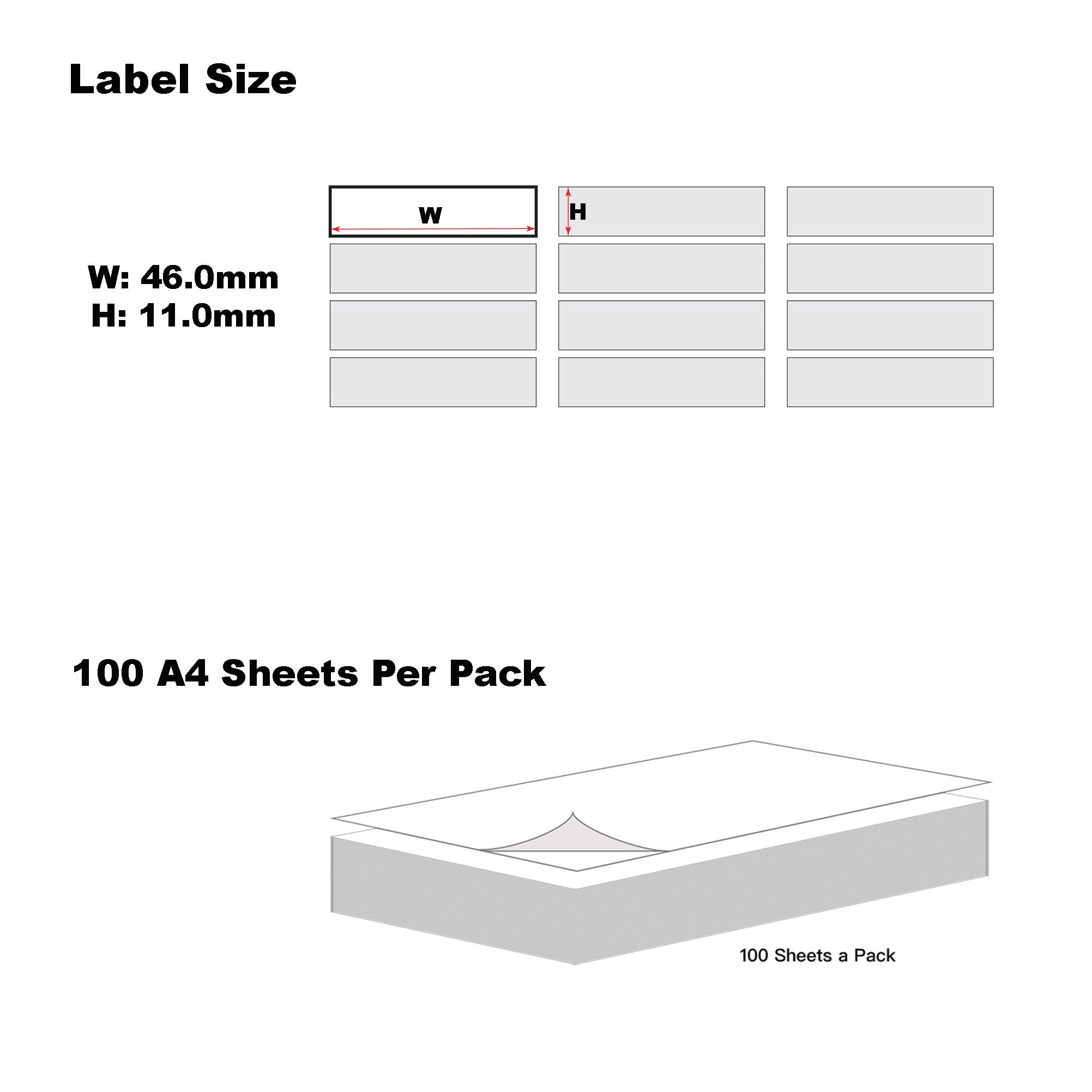 A4 Format Rectangle Labels 46 x 11.11mm 84 Labels Per Sheet/ 1000 Sheets