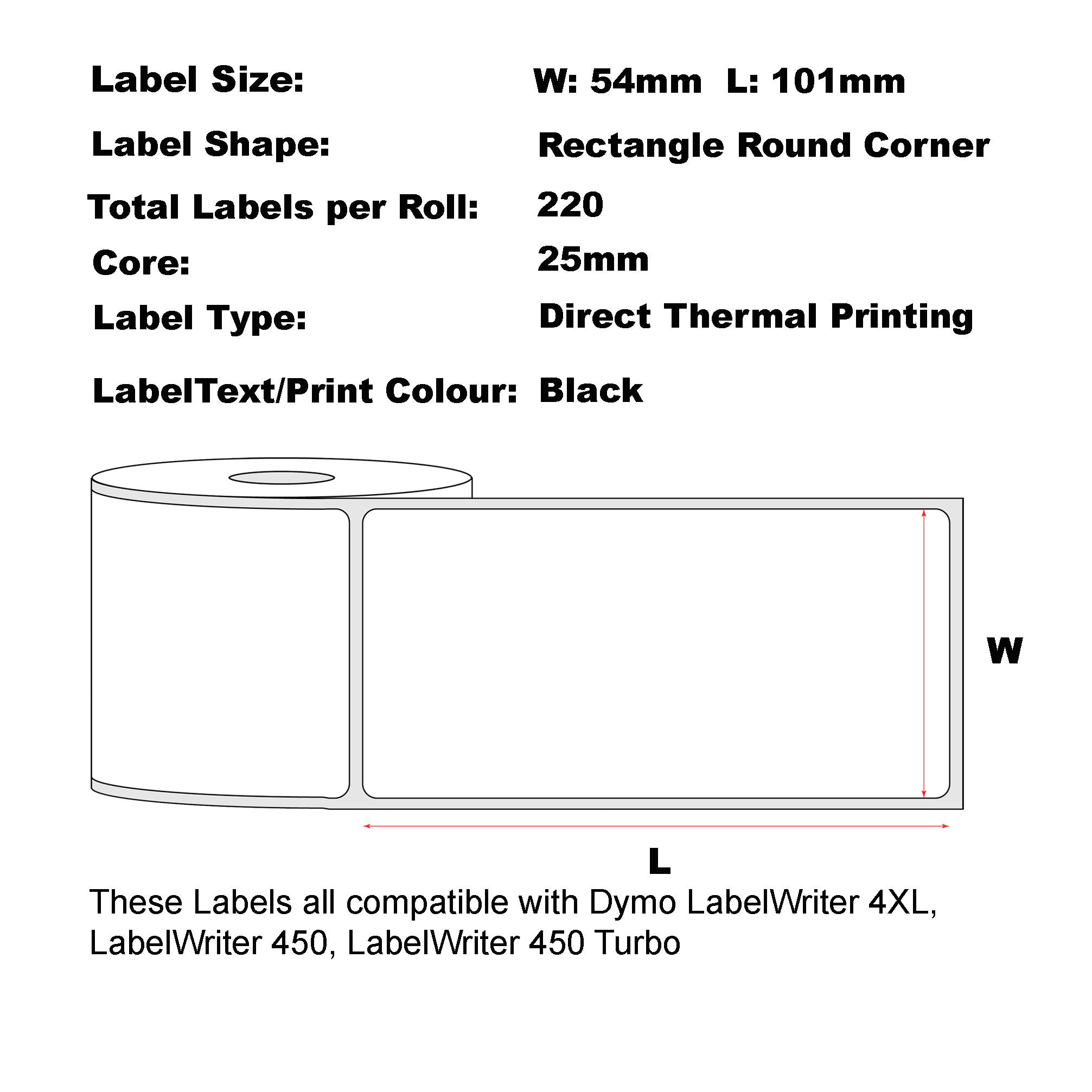 Compatible Dymo 99014 Frozen Labels 54 x 101mm/ 50 Rolls