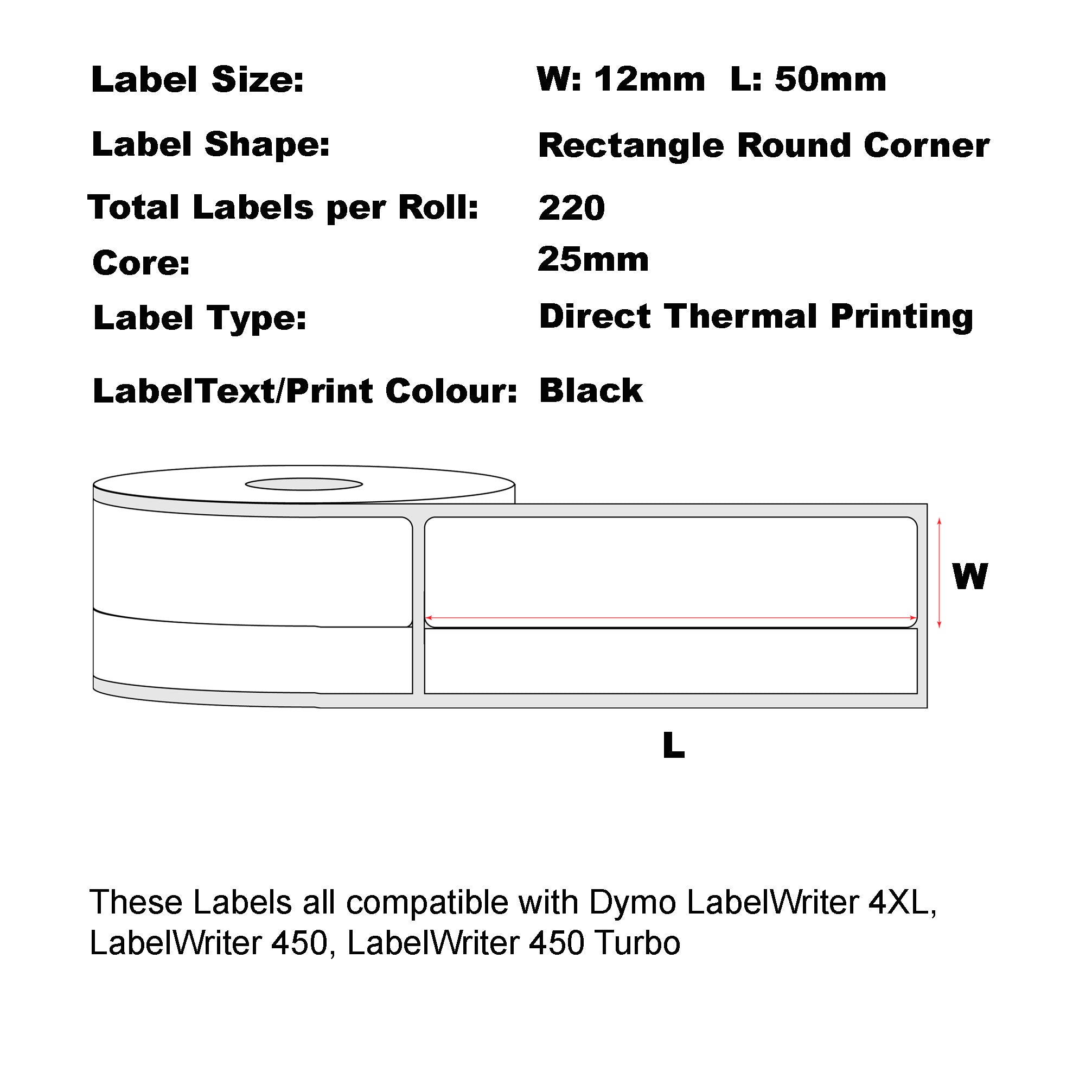 Compatible Dymo 99017 Suspension File Labels 12 x 50mm/ 50 Rolls