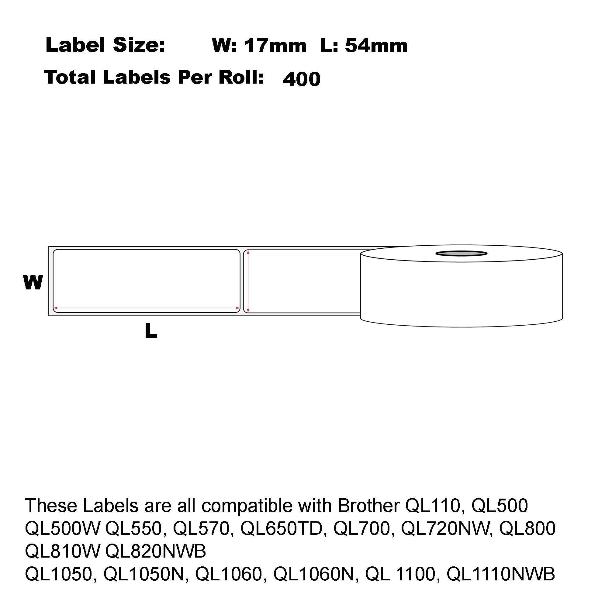 Compatible Brother DK-11204 Refill Labels 17 x 54mm/ 50 Rolls