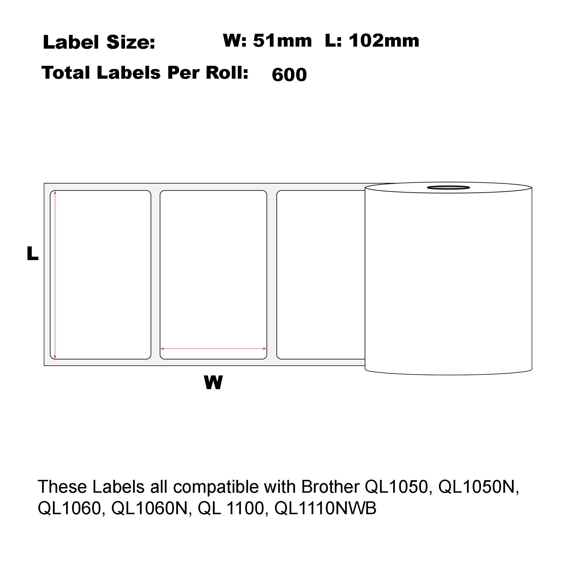 Compatible Brother DK-11240 Refill Labels 102 x 51mm/ 50 Rolls