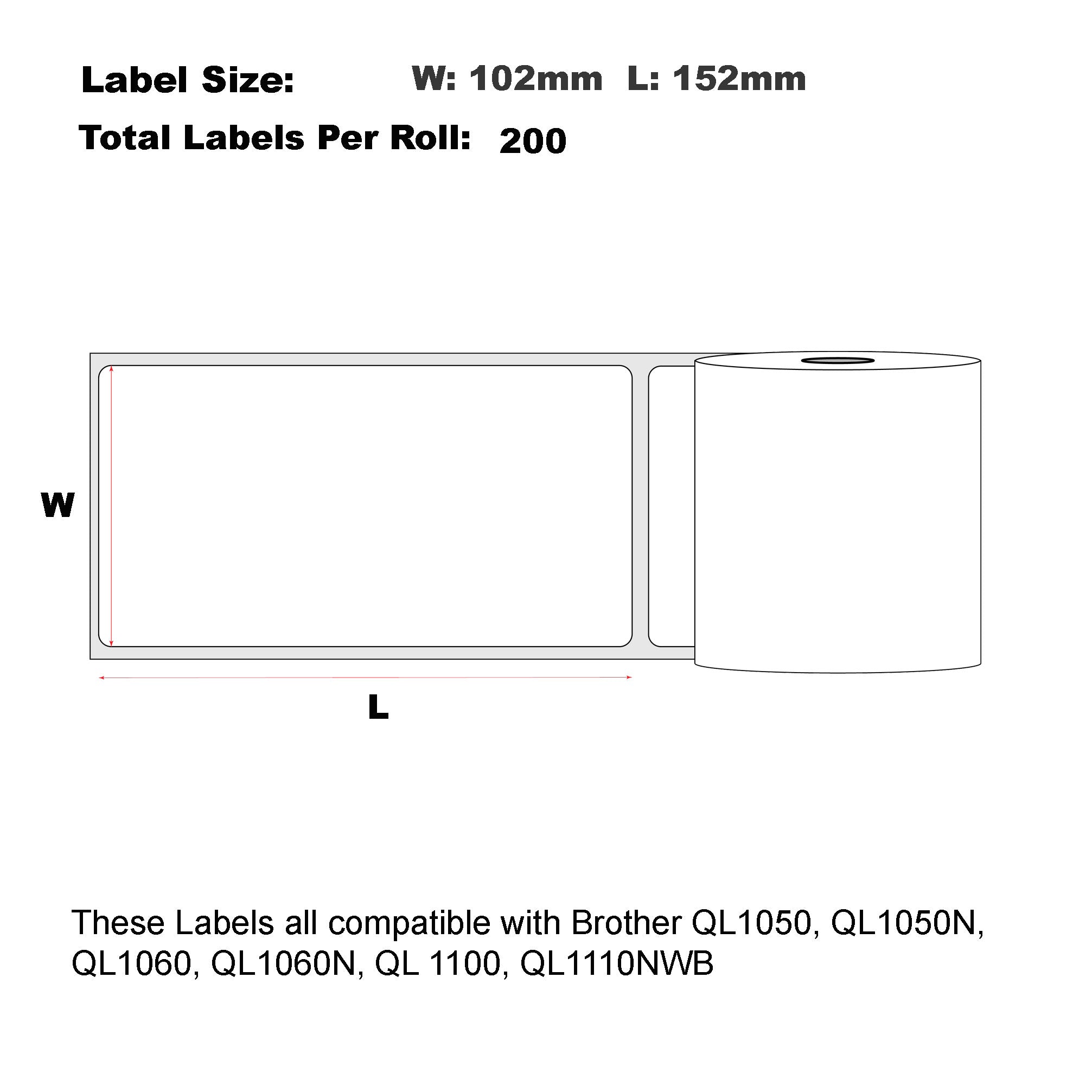 Compatible Brother DK-11241 Shipping Refill Labels 102 x 152mm/ 50 Rolls