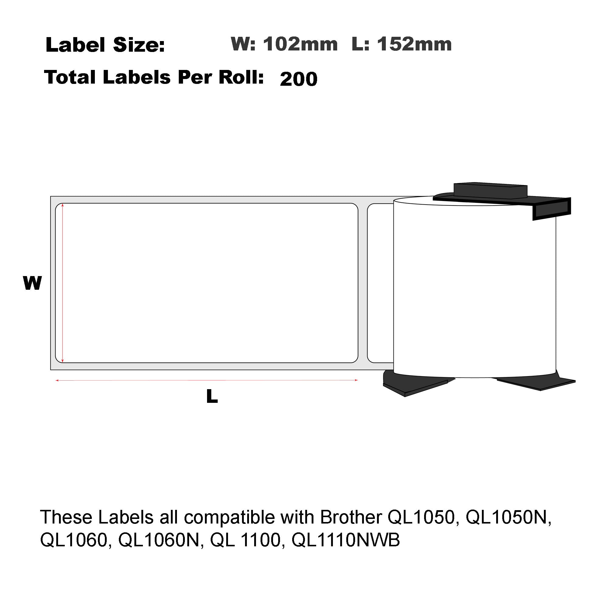Compatible Brother DK-11241 Shipping Labels 102 x 152mm/ 50 Rolls
