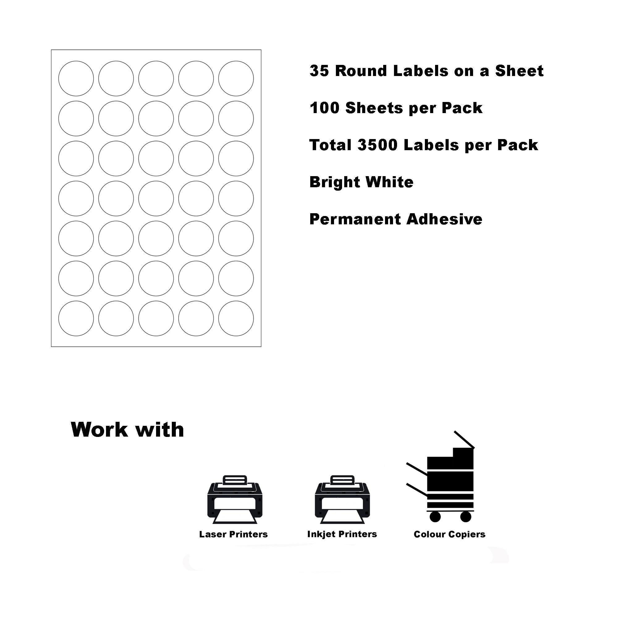 thumbnail image 2 of A4 Blank Round Circle Labels – Coloured Printer Labels, 1 Sheet, UK Made 2 of 6